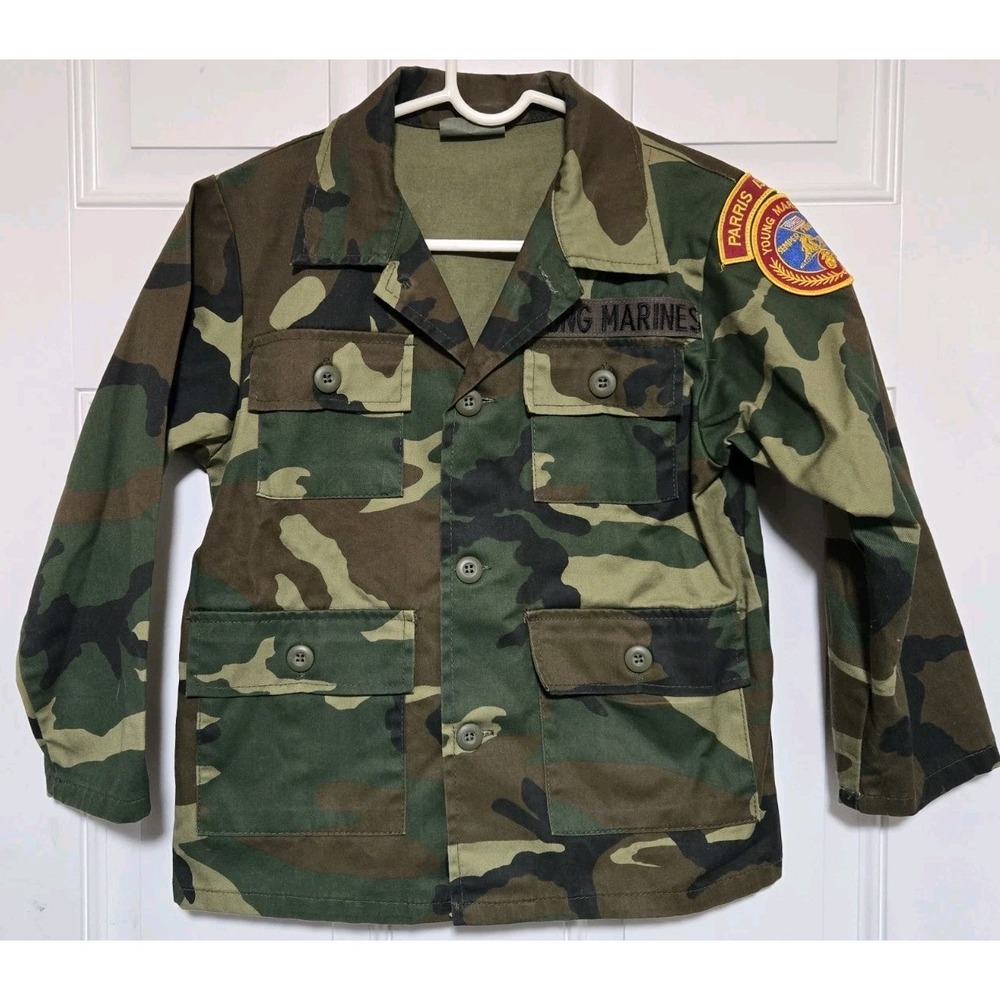 Military Camo Jacket Shirt Woodland Kids Fatigues Size 14 USMC Parris Island